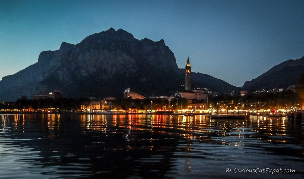 Glowing Lecco at night